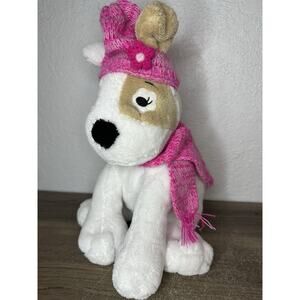 Mervyn's Sprockets Dog Plush With Scarf Stuffed Animal Toy Pink Hat 11 inches